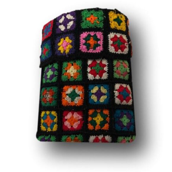 Vintage Other - Great Colors! Vintage Roseanne Multicolor Crochet Granny Square Afghan Blanket